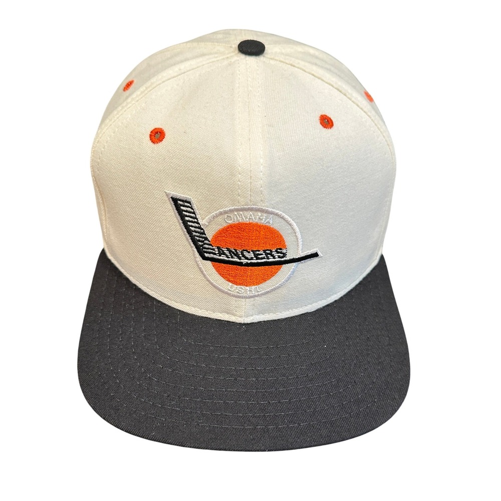 Vtg 90s Omaha Lancers ECL Hockey New Era‎ Hat Snapback Made in USA Deadstock